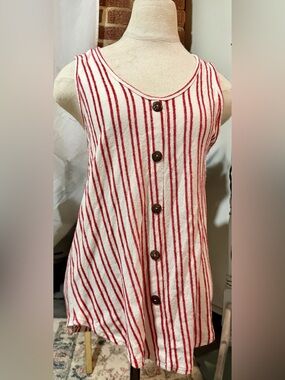Red & White Striped Women's Top